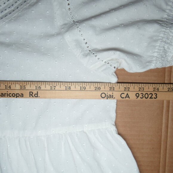 Anthropologie White Swiss Dot Boho Babydoll Dress | Size Small - Picture 6 of 14